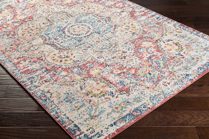 Tarbolton Blue And Pink Traditional Style Area Rug