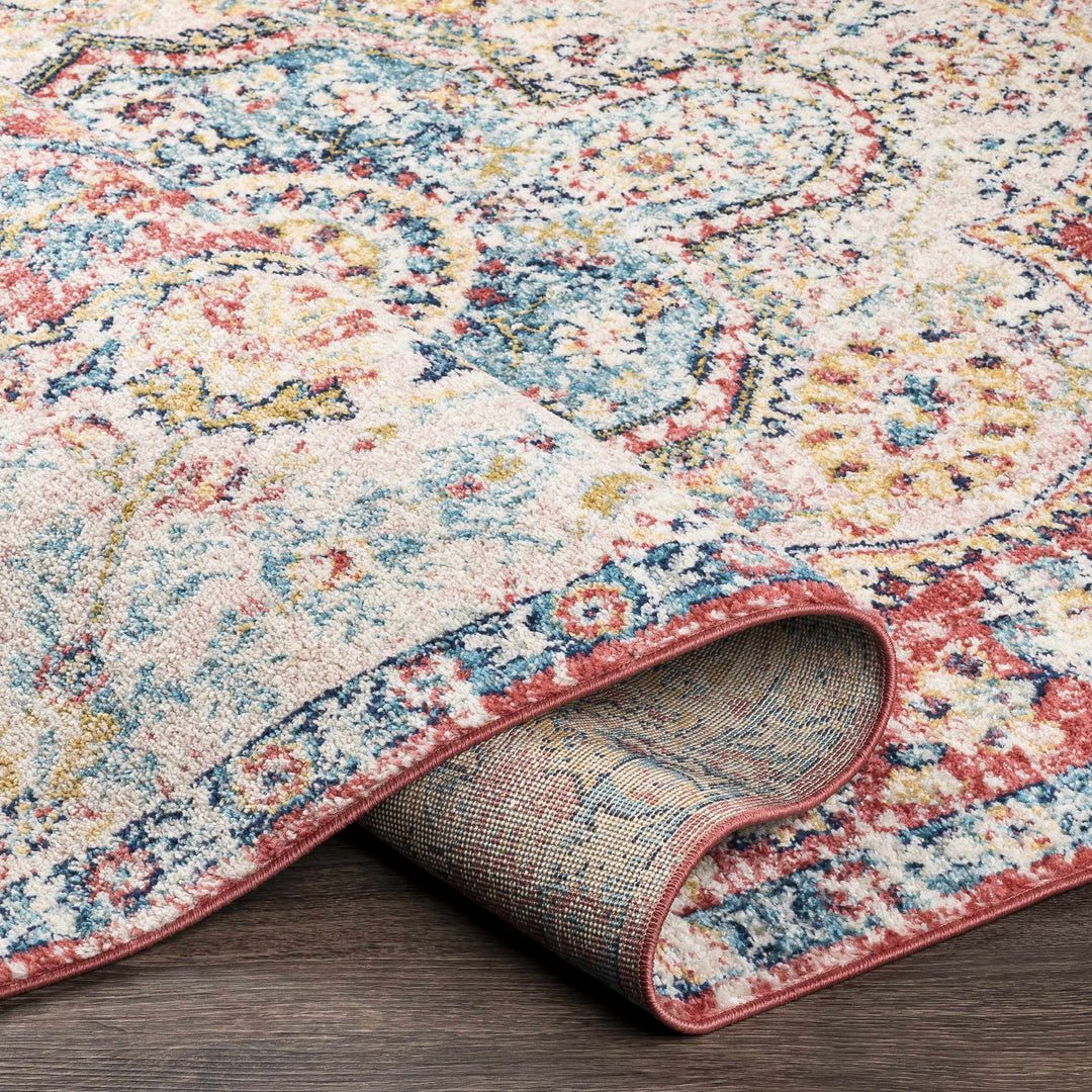 Tarbolton Blue And Pink Traditional Style Area Rug