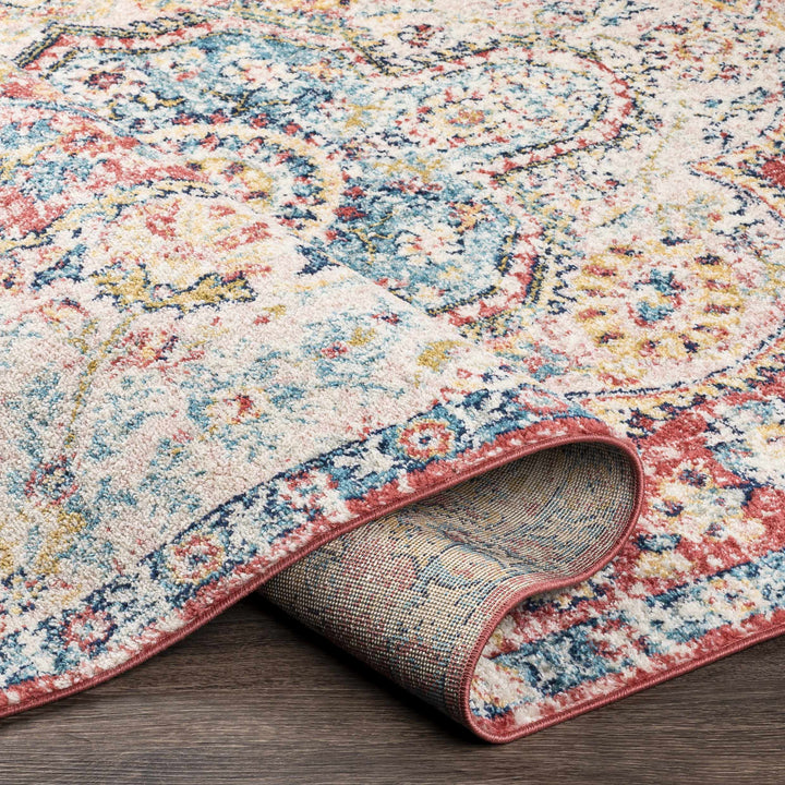 Tarbolton Blue And Pink Traditional Style Area Rug
