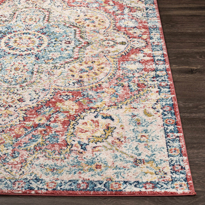Tarbolton Blue And Pink Traditional Style Area Rug
