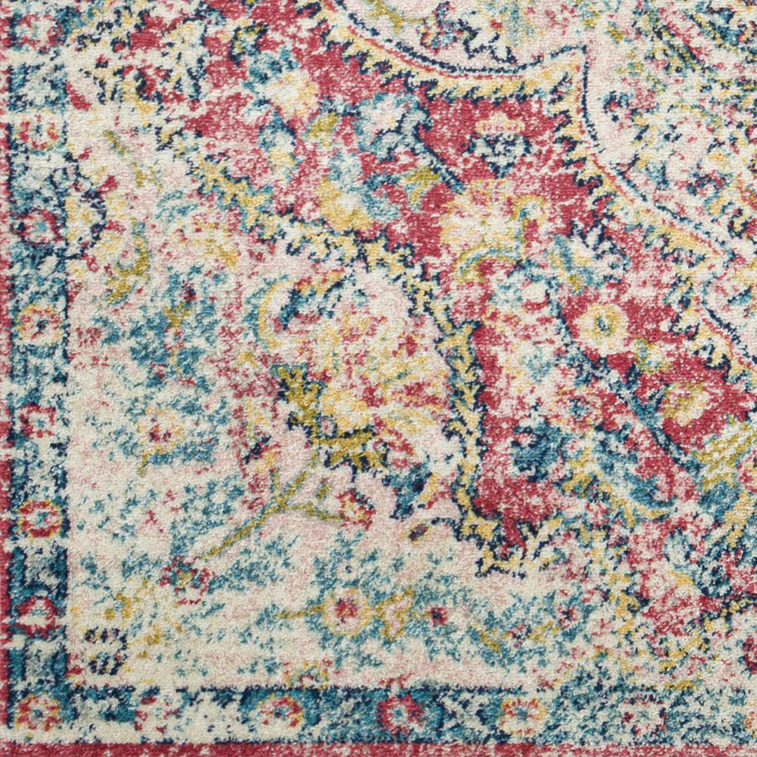 Tarbolton Blue And Pink Traditional Style Area Rug
