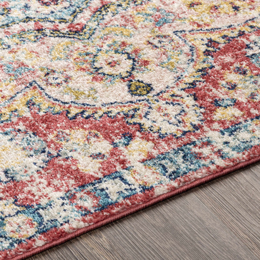 Tarbolton Blue And Pink Traditional Style Area Rug