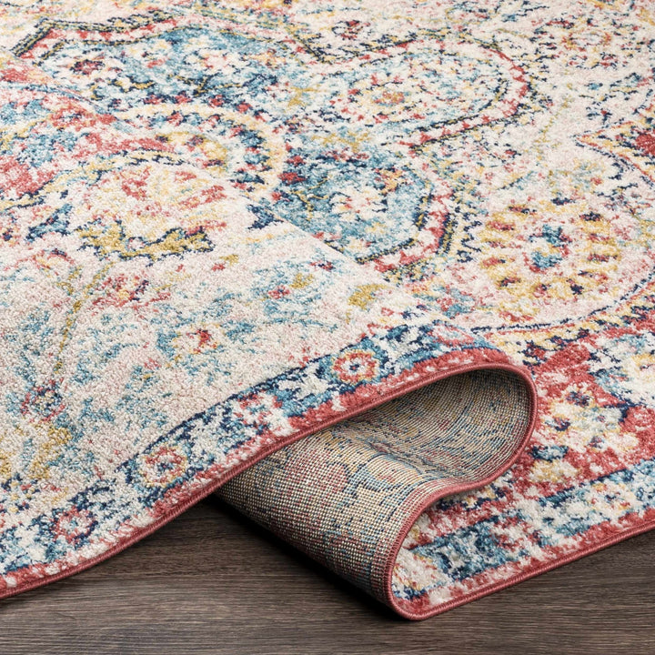 Tarbolton Blue And Pink Traditional Style Area Rug - The Rug Decor