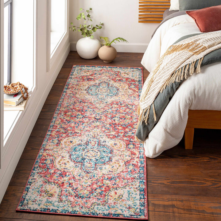 Tarbolton Blue And Pink Traditional Style Area Rug