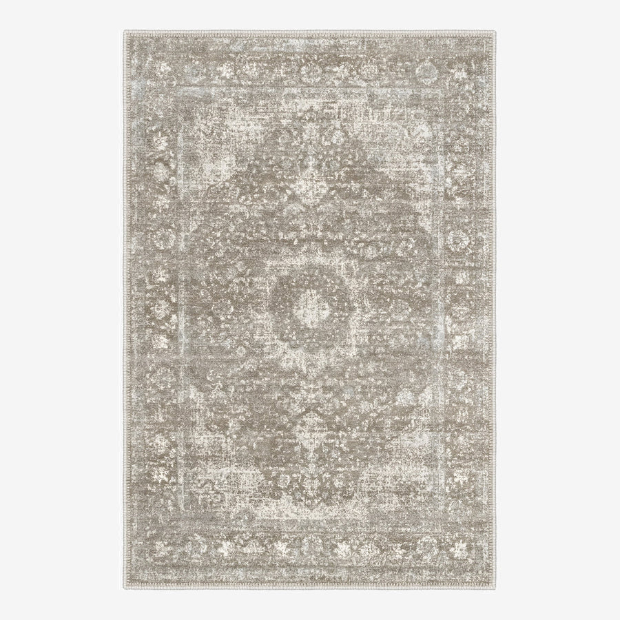 Taupe And Beige Traditional Style Machine Washable Cotton Rug - The Rug Decor