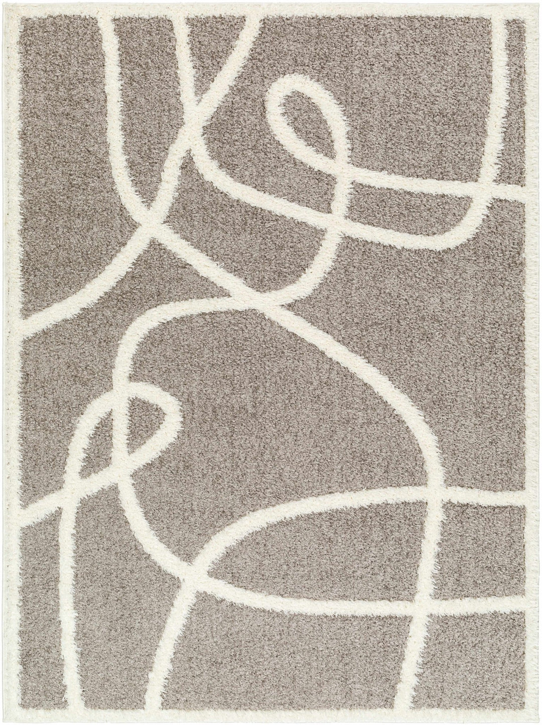 Taupe and Ivory Contemporary Design Machine Woven Plush Pile Area Rug - The Rug Decor