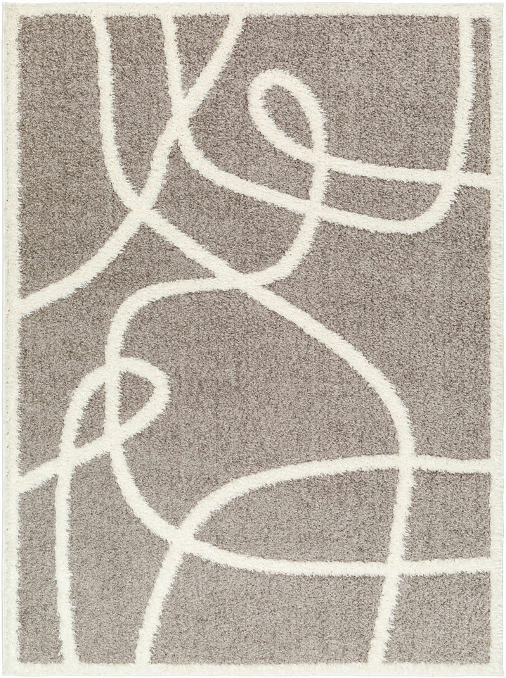 Taupe and Ivory Contemporary Design Machine Woven Plush Pile Area Rug - The Rug Decor