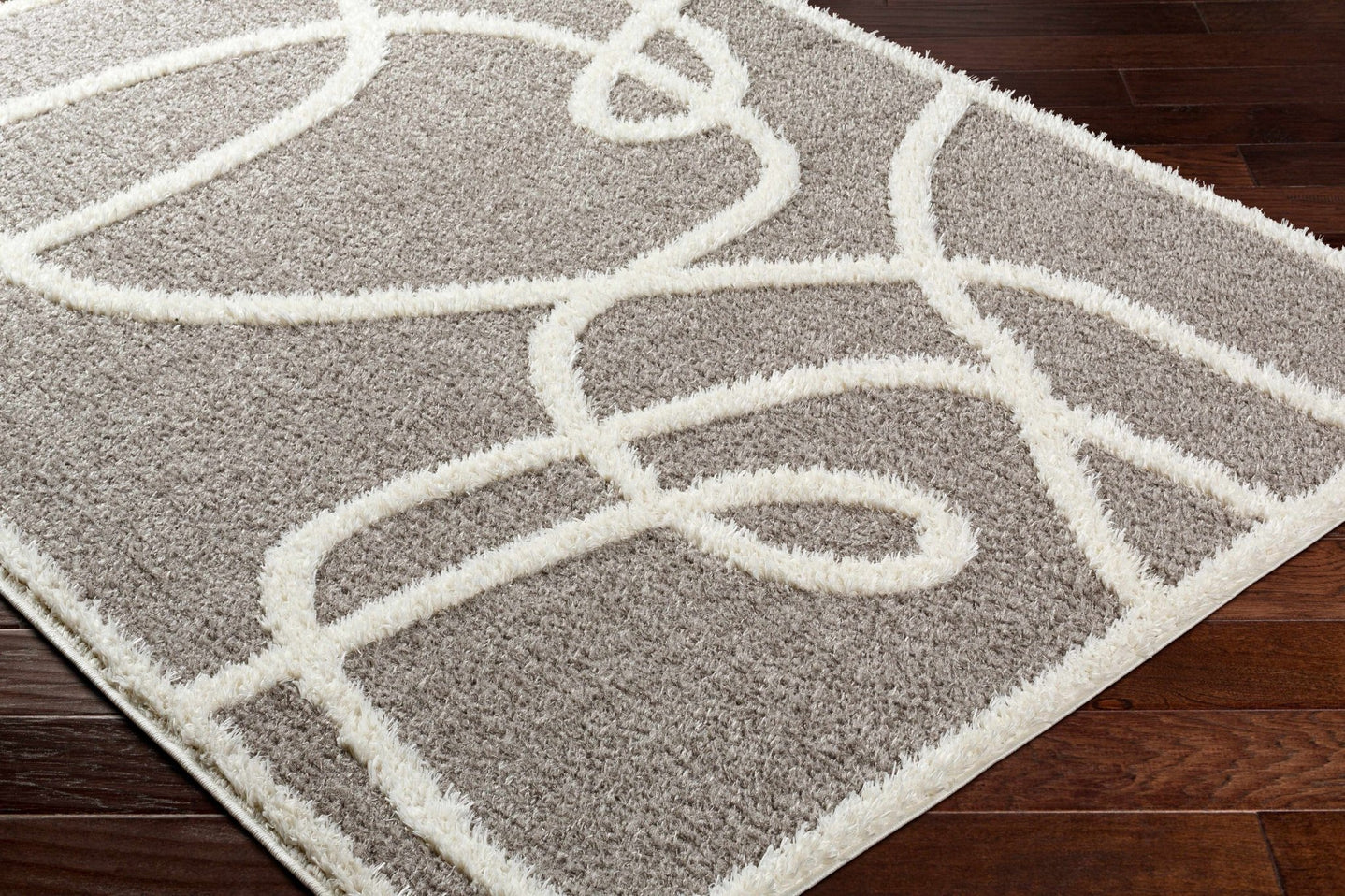Taupe and Ivory Contemporary Design Machine Woven Plush Pile Area Rug - The Rug Decor