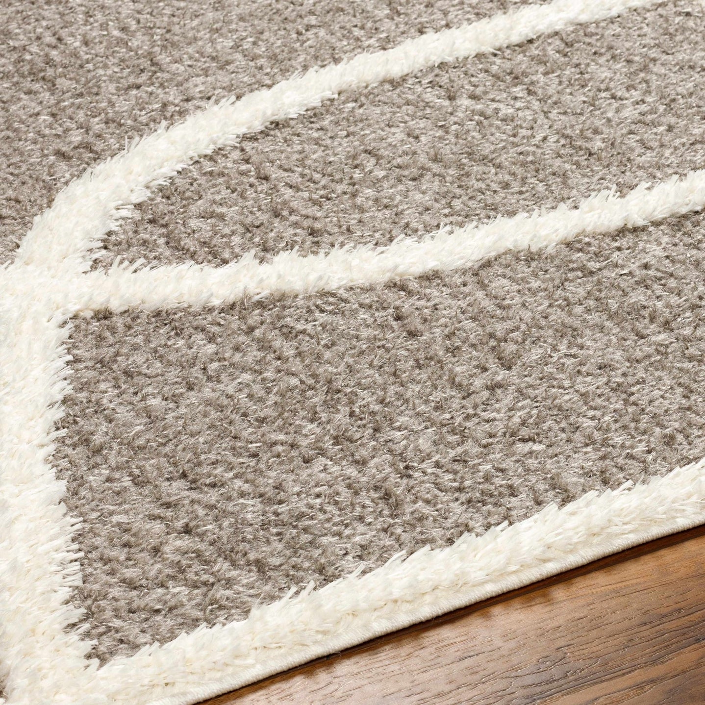 Taupe and Ivory Contemporary Design Machine Woven Plush Pile Area Rug - The Rug Decor