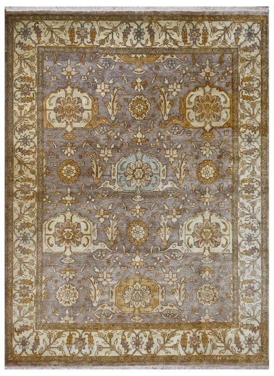 Taupe, Beige and Gold Hand Knotted Oriental Oushak 8x10 wool Area Rug - The Rug Decor