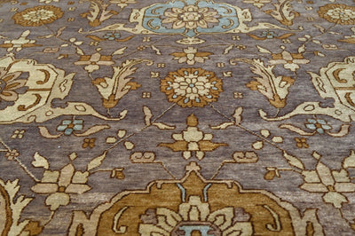 Taupe, Beige and Gold Hand Knotted Oriental Oushak 8x10 wool Area Rug - The Rug Decor