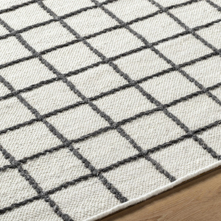Tauri Modern Checked Pattern Ivory And Charcoal Hand Woven Wool Rug - The Rug Decor