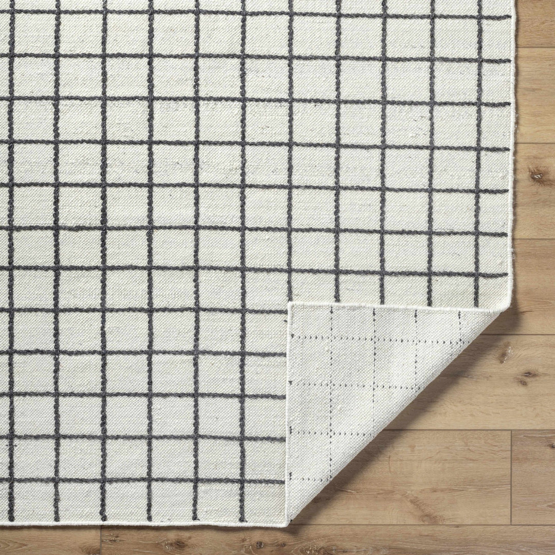 Tauri Modern Checked Pattern Ivory And Charcoal Hand Woven Wool Rug - The Rug Decor