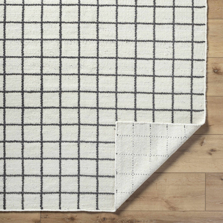 Tauri Modern Checked Pattern Ivory And Charcoal Hand Woven Wool Rug - The Rug Decor