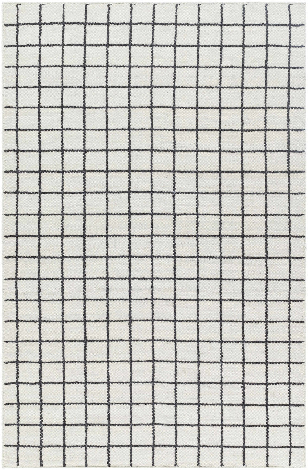 Tauri Modern Checked Pattern Ivory And Charcoal Hand Woven Wool Rug - The Rug Decor
