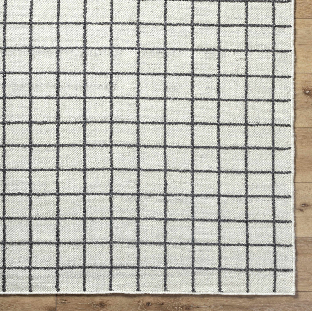 Tauri Modern Checked Pattern Ivory And Charcoal Hand Woven Wool Rug - The Rug Decor