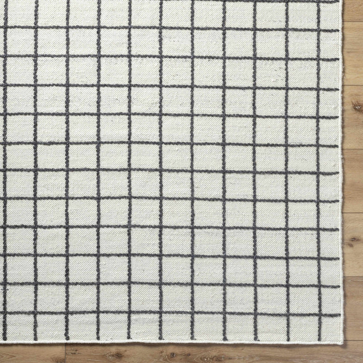 Tauri Modern Checked Pattern Ivory And Charcoal Hand Woven Wool Rug - The Rug Decor
