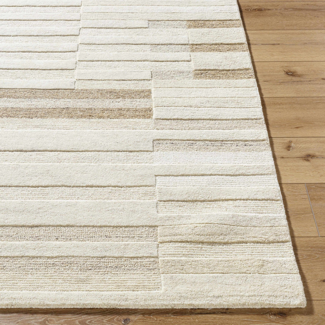 Tavia Contemporary Stripes Ivory And Beige Area Rug - The Rug Decor
