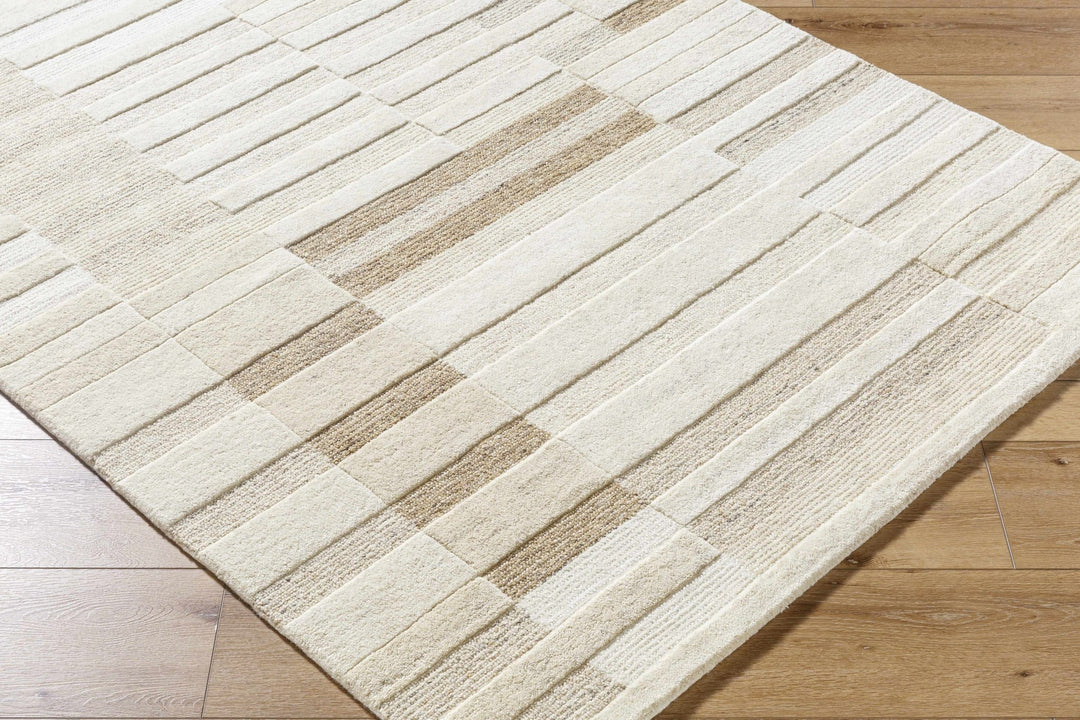 Tavia Contemporary Stripes Ivory And Beige Area Rug - The Rug Decor