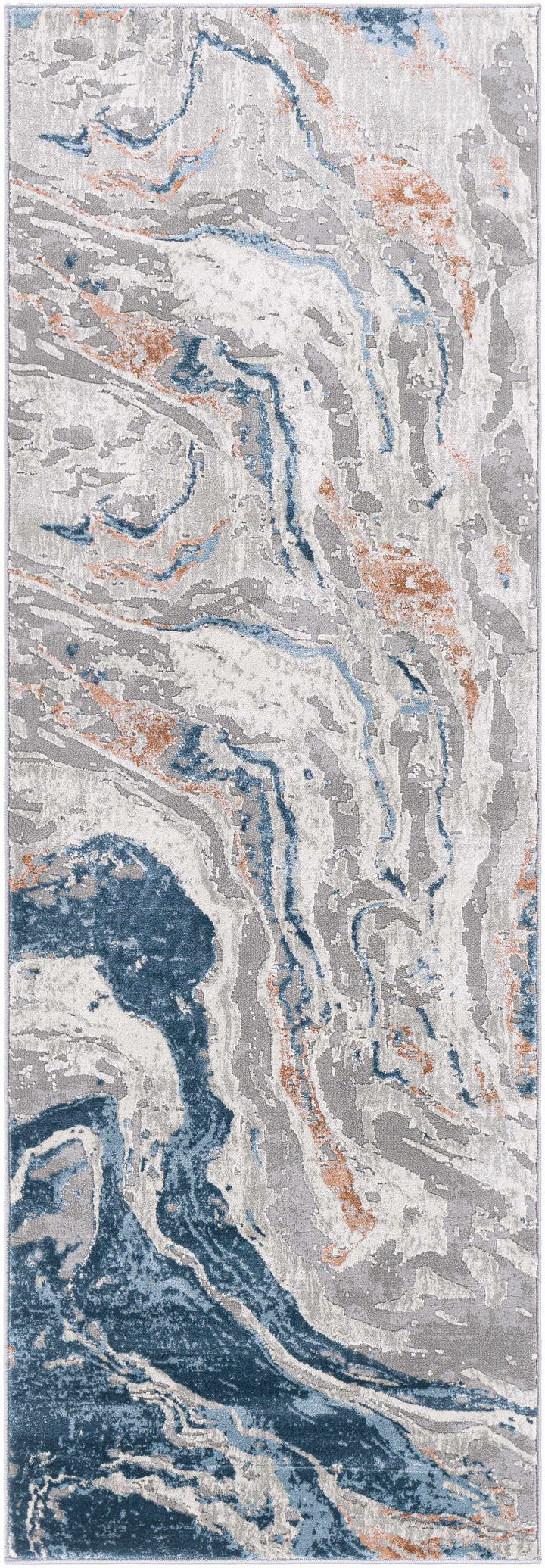 Tayport Gray And Blue Modern Abstract Design Area Rug