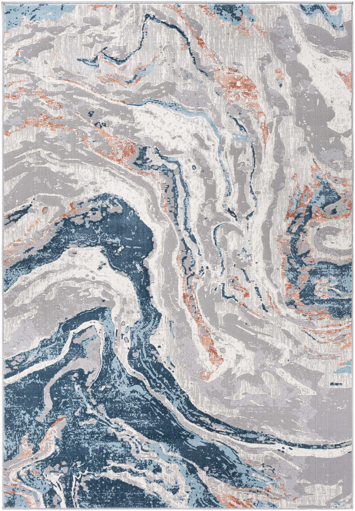 Tayport Gray And Blue Modern Abstract Design Area Rug