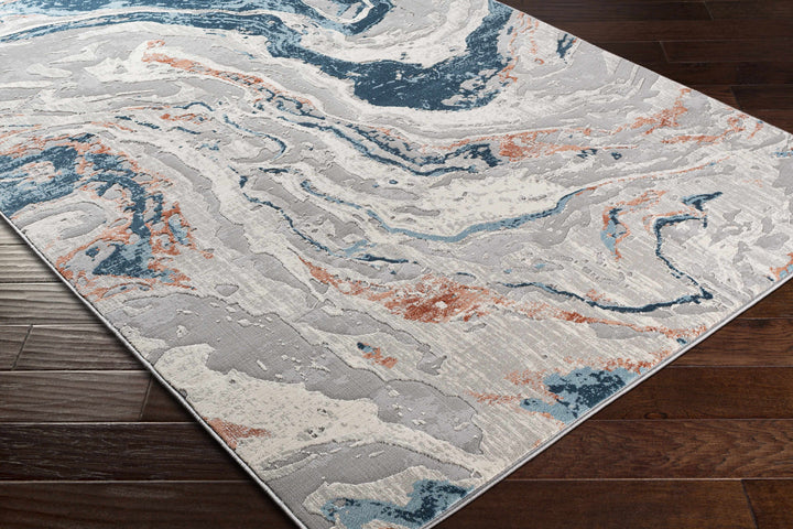 Tayport Gray And Blue Modern Abstract Design Area Rug