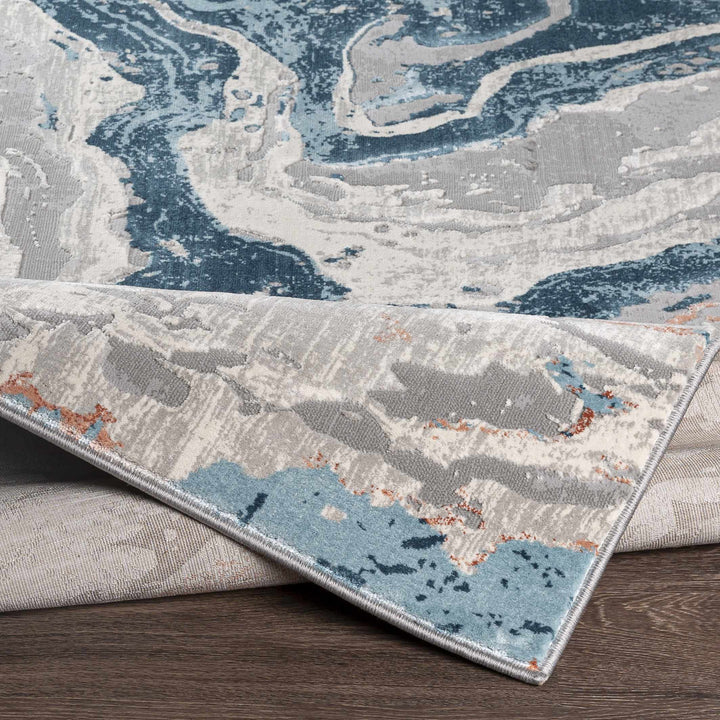 Tayport Gray And Blue Modern Abstract Design Area Rug