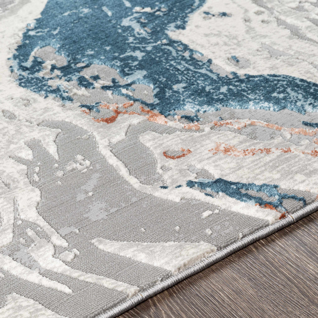 Tayport Gray And Blue Modern Abstract Design Area Rug