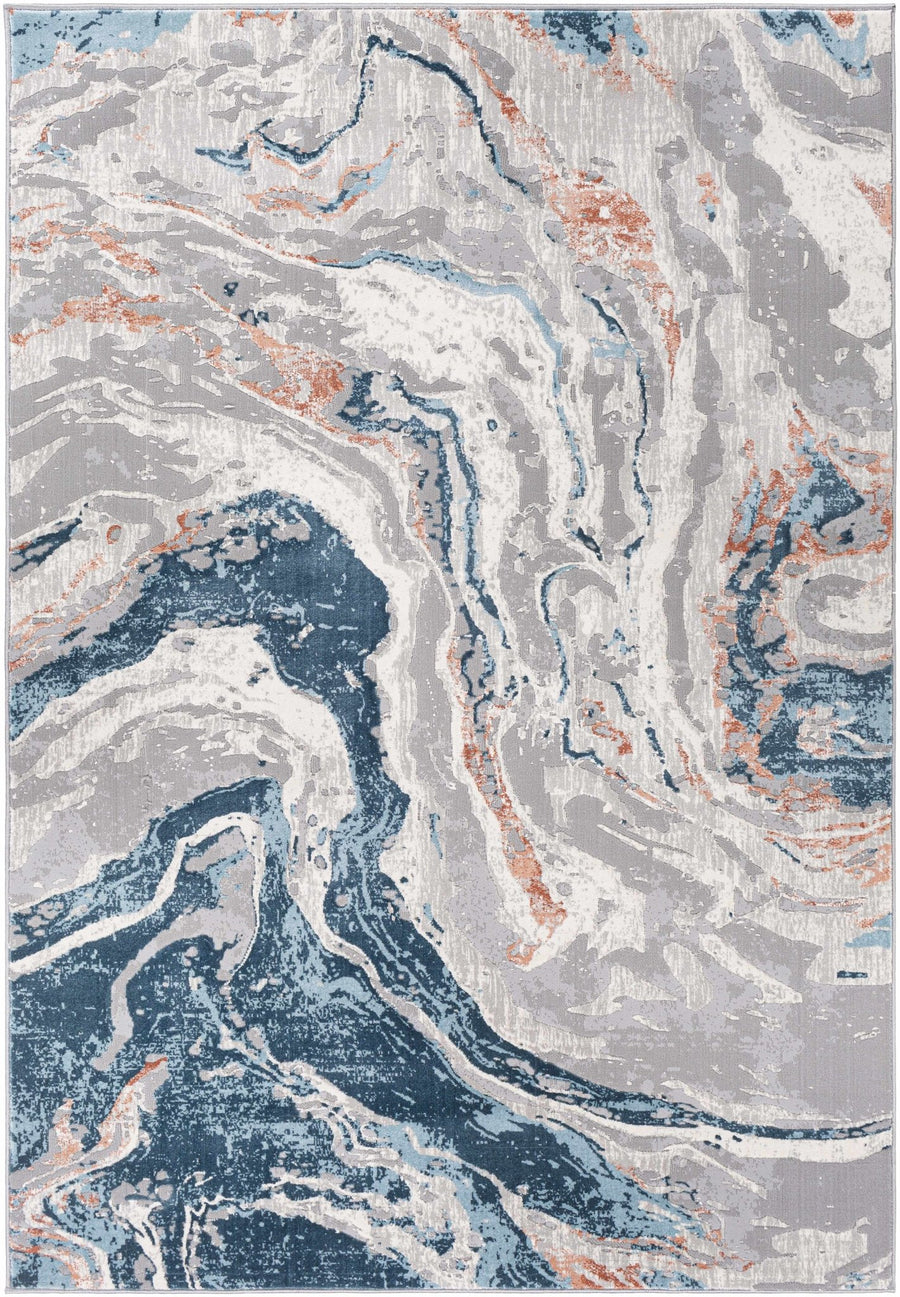 Tayport Gray And Blue Modern Abstract Design Area Rug - The Rug Decor