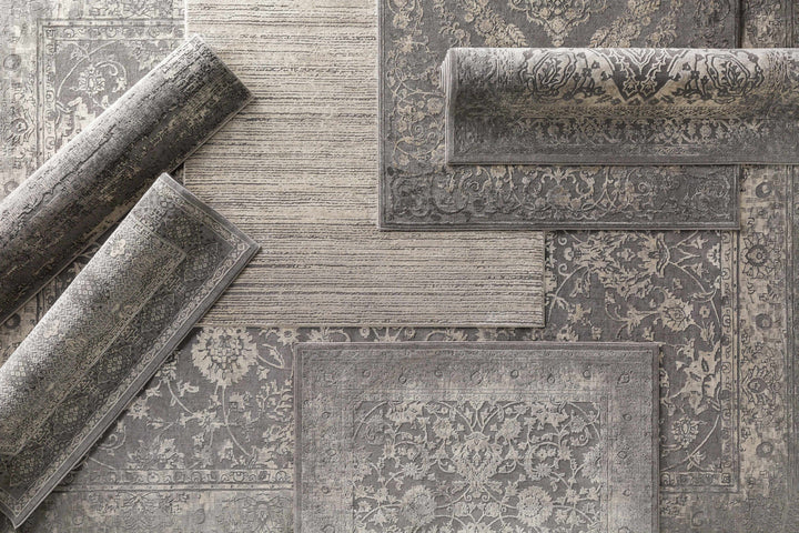 Benavides Gray And Ivory Traditional Floral Design Area Rug