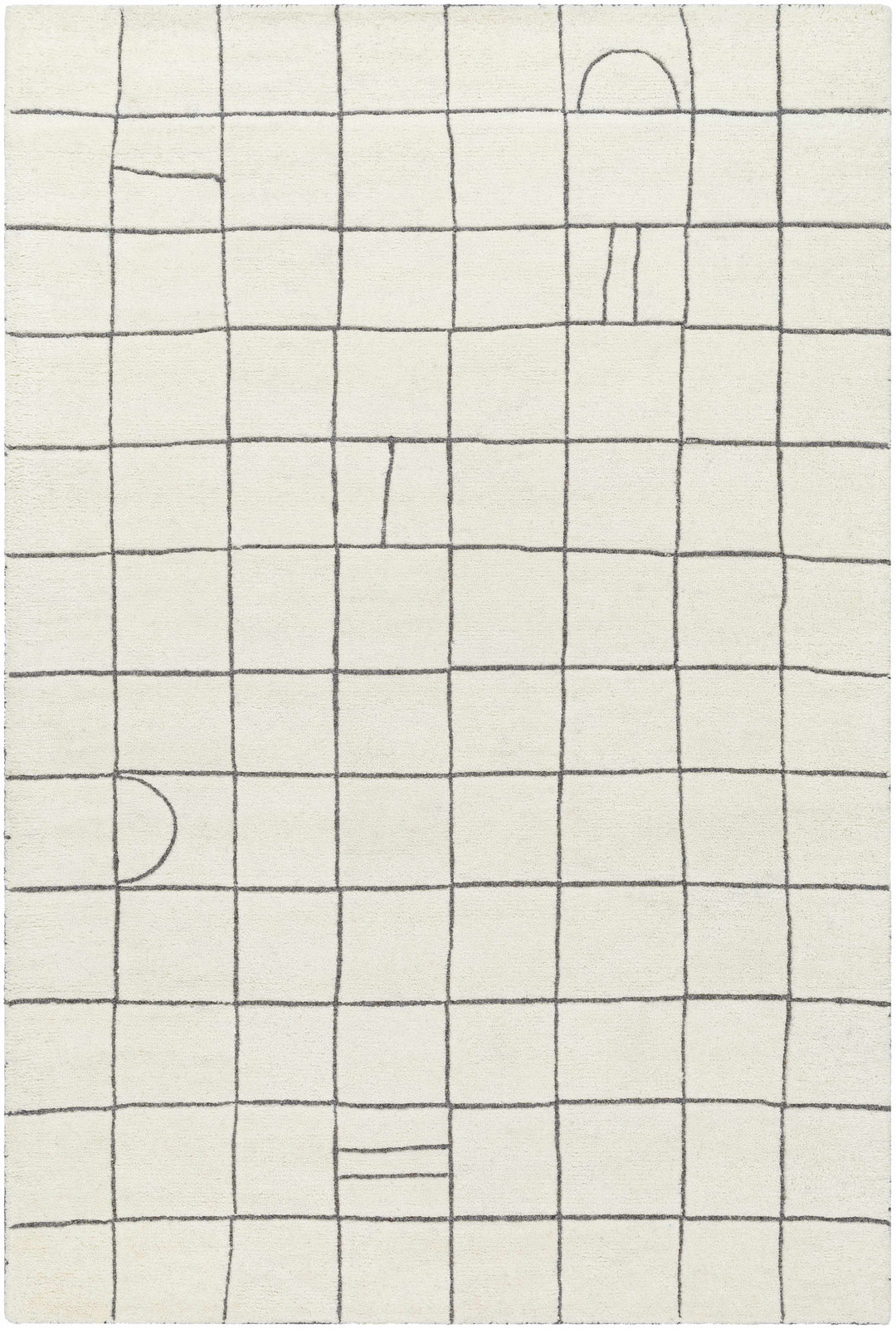 Tanya Modern Grid Pattern Ivory Hand Tufted Wool Rug