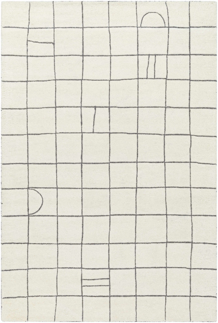 Tanya Modern Grid Pattern Ivory Hand Tufted Wool Rug