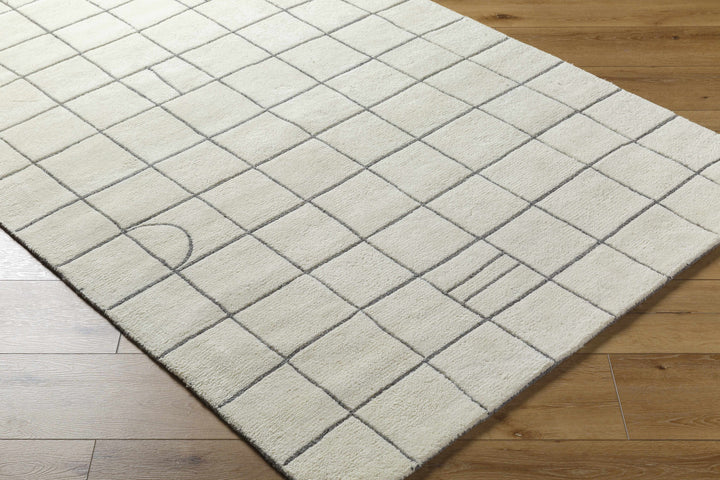 Tanya Modern Grid Pattern Ivory Hand Tufted Wool Rug