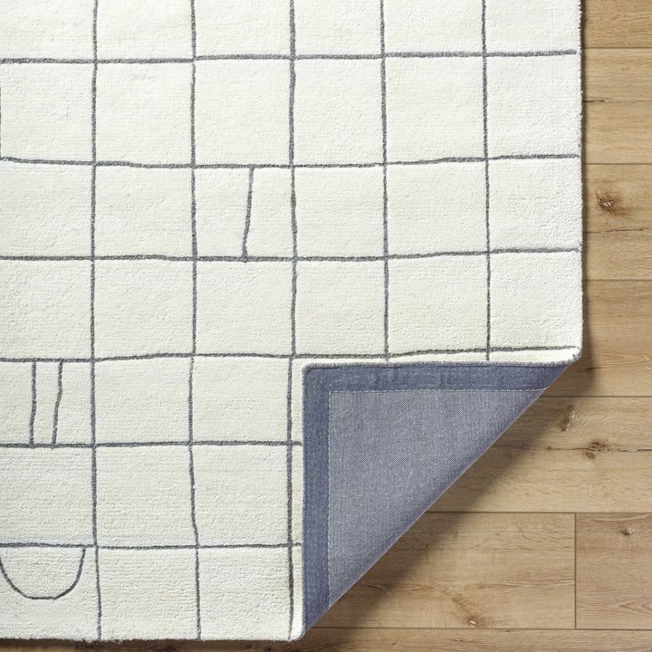 Tanya Modern Grid Pattern Ivory Hand Tufted Wool Rug
