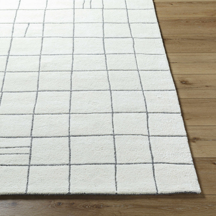 Tanya Modern Grid Pattern Ivory Hand Tufted Wool Rug