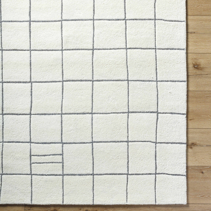 Tanya Modern Grid Pattern Ivory Hand Tufted Wool Rug