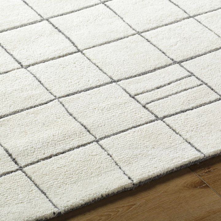 Tanya Modern Grid Pattern Ivory Hand Tufted Wool Rug