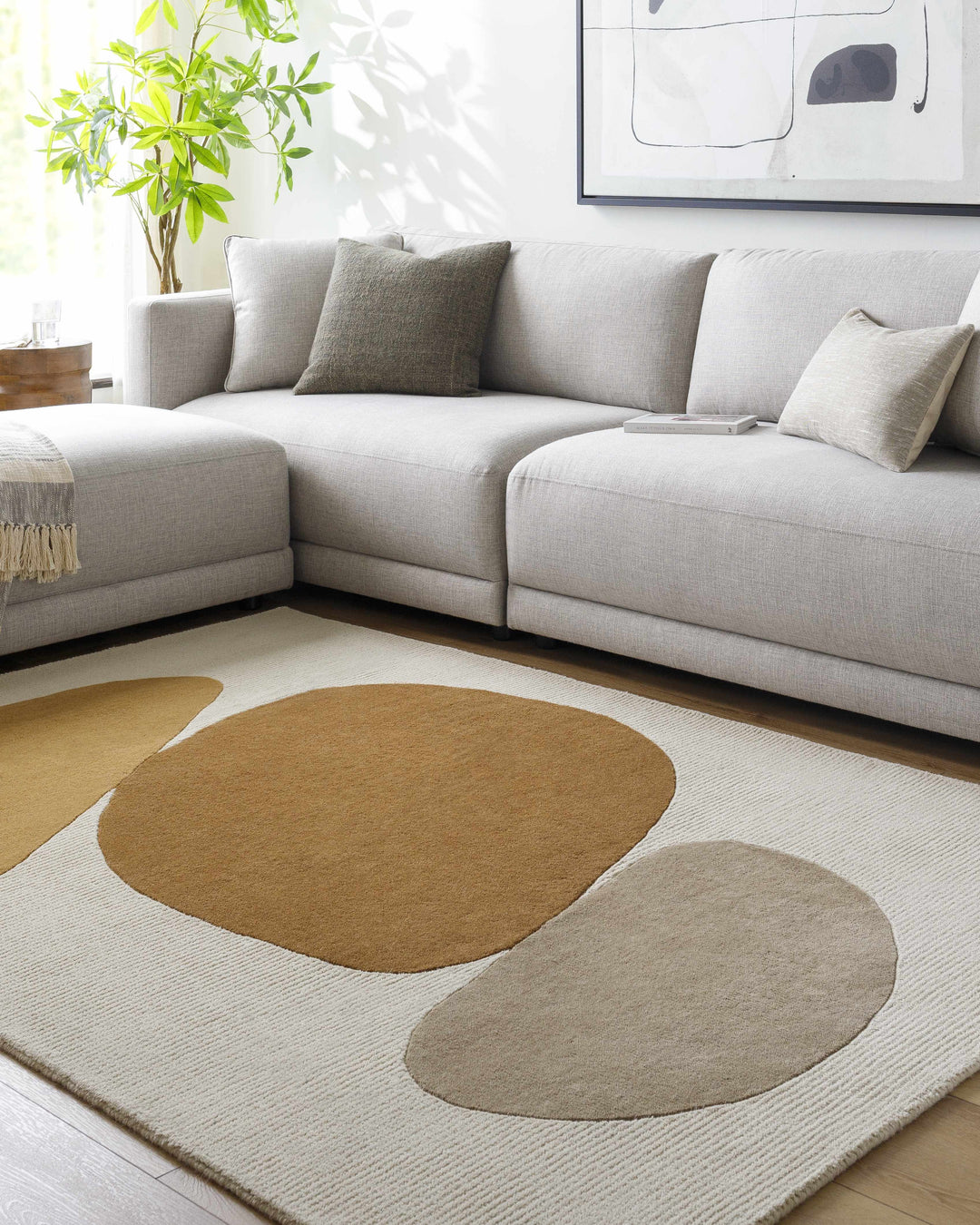 Tutti Contemporary Style Ivory And Brown Hand Tufted Wool Area Rug