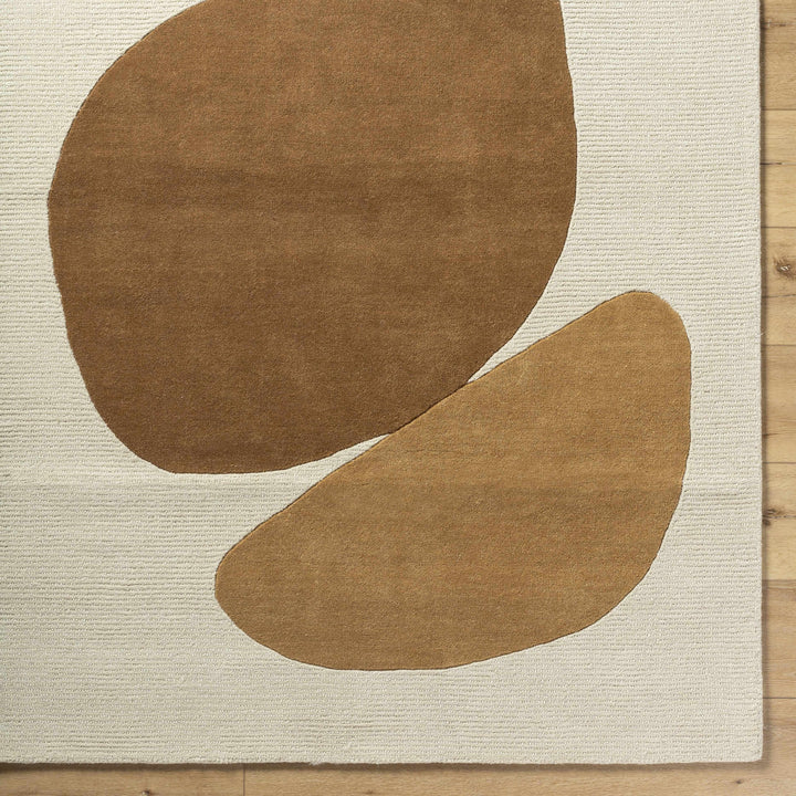 Tutti Contemporary Style Ivory And Brown Hand Tufted Wool Area Rug