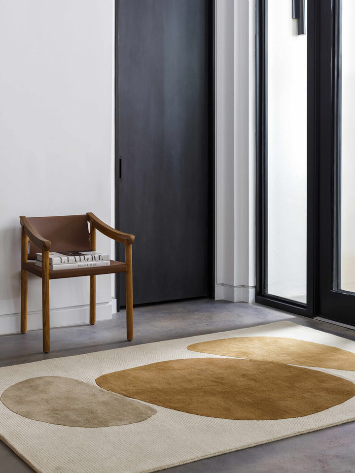 Tutti Contemporary Style Ivory And Brown Hand Tufted Wool Area Rug