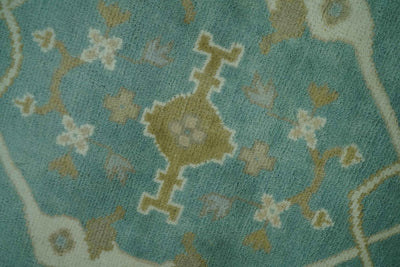 Teal and Ivory Hand Knotted Traditional Oriental Oushak 6x9 wool rug - The Rug Decor