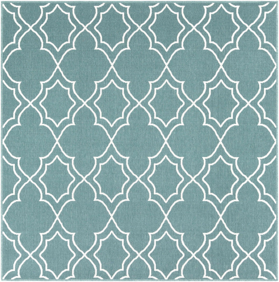 Teal and Ivory Modern contemporary Geometrical Multi Size indoor and outdoor Area Rug - The Rug Decor