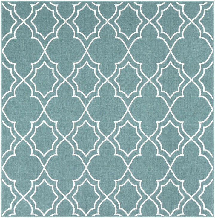 Teal and Ivory Modern contemporary Geometrical Multi Size indoor and outdoor Area Rug - The Rug Decor