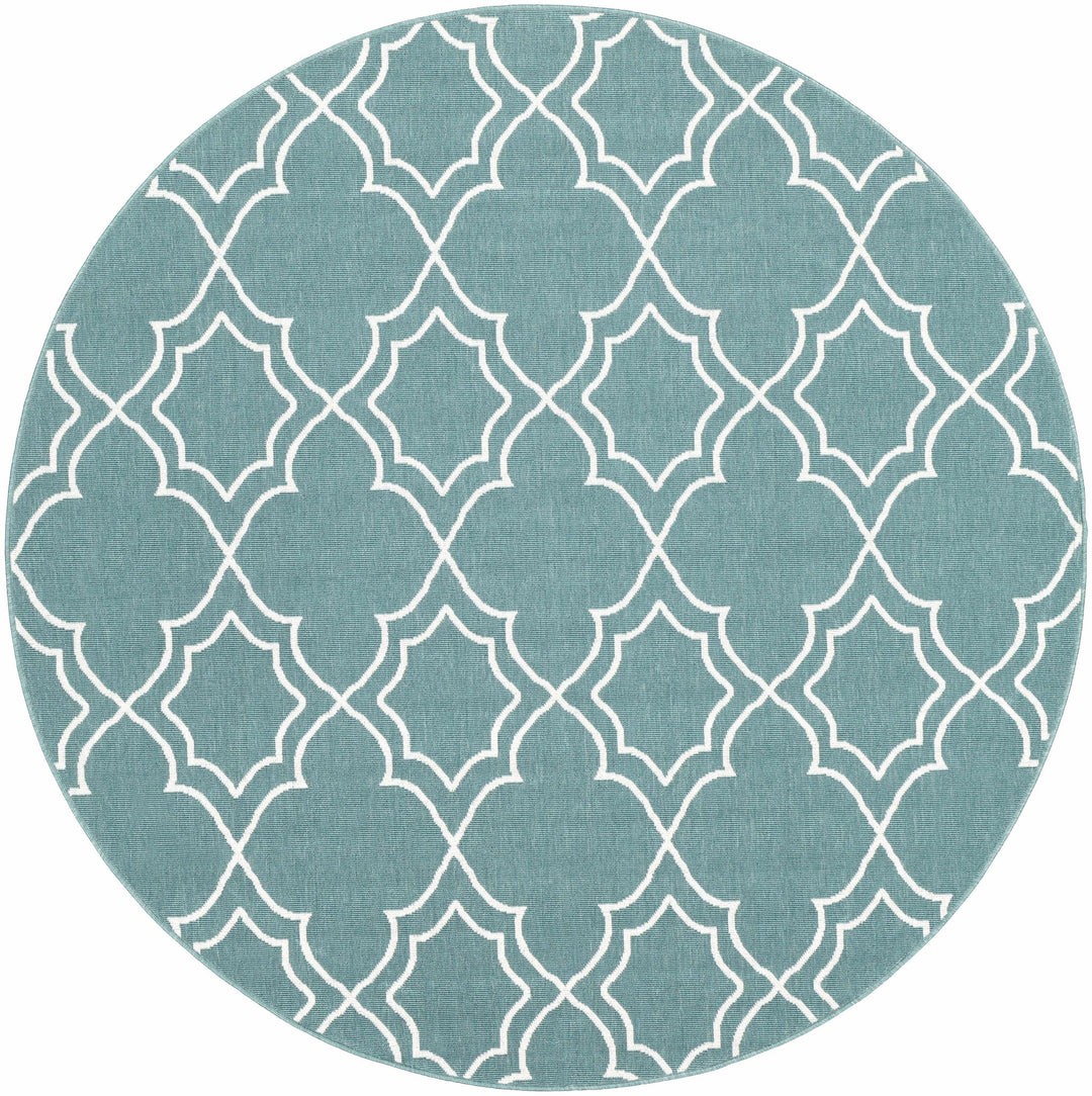 Teal and Ivory Modern contemporary Geometrical Multi Size indoor and outdoor Area Rug - The Rug Decor