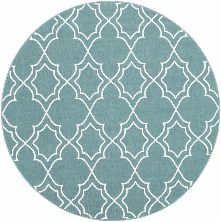 Teal and Ivory Modern contemporary Geometrical Multi Size indoor and outdoor Area Rug - The Rug Decor