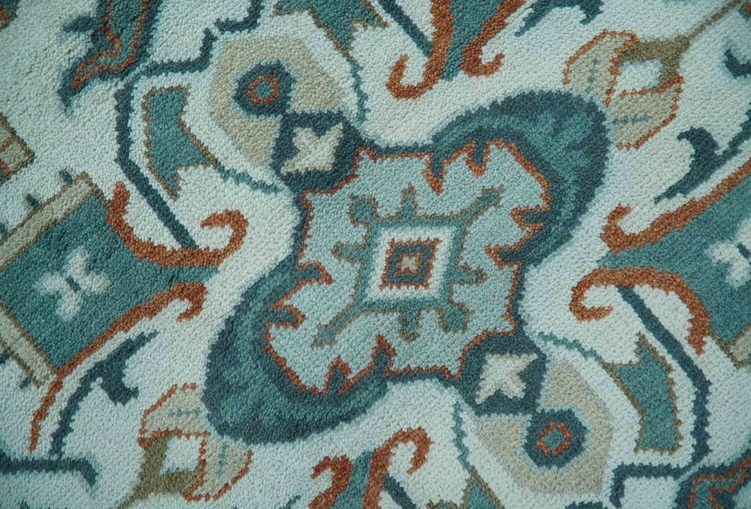 Teal and Silver Traditional Heriz Floral Hand Knotted Multi Size wool Area Rug - The Rug Decor
