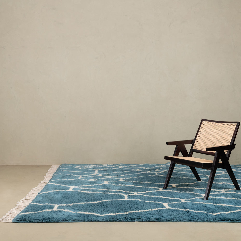 Teal Hand Knotted 10x14 Contemporary Moroccan Design Wool Rug - The Rug Decor