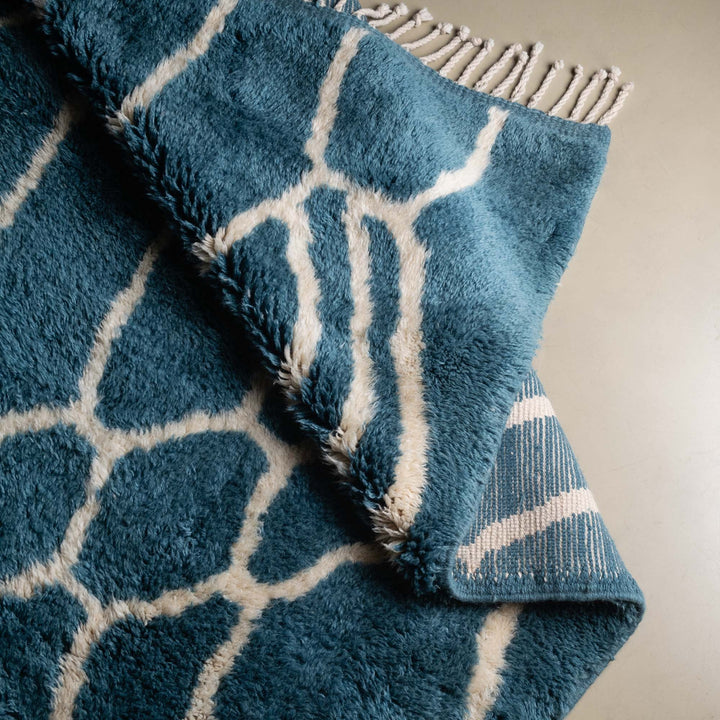 Teal Hand Knotted 10x14 Contemporary Moroccan Design Wool Rug - The Rug Decor