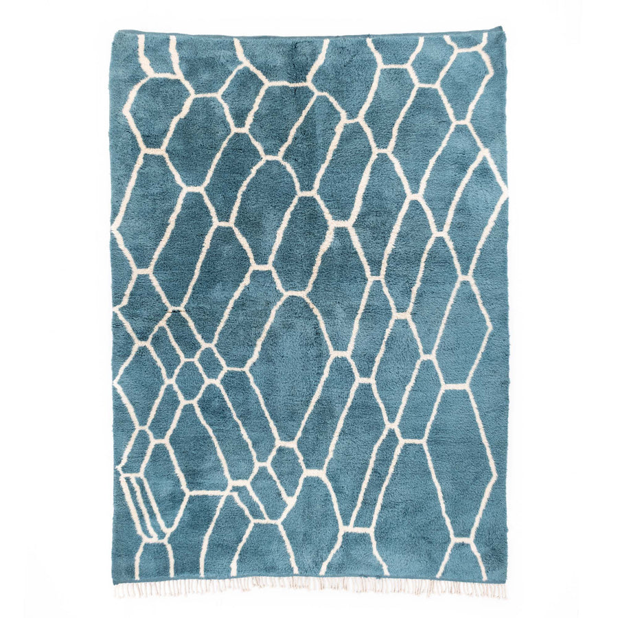 Teal Hand Knotted 10x14 Contemporary Moroccan Design Wool Rug - The Rug Decor