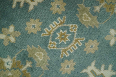 Teal, Ivory and Olive 6x9 Hand Knotted Traditional Floral wool rug - The Rug Decor